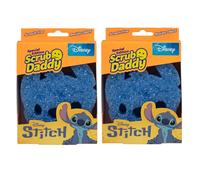 Scrub Daddy Disney Stitch Esponja, Estropajo Cara Sonriente Limpieza Anti-Rayaduras, Esponja Lavable Antibacteriana y Reutilizable para Cocina y Baño, con Flextexture - Paquete de 2