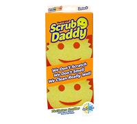 Scrub Daddy Original Estropajo Lavable con Cara Sonriente para Limpieza Anti-Rayaduras, Esponja Antibacteriana y Reutilizable para Cocina y Baño, con Flextexture - Amarillo, Paquete de 2