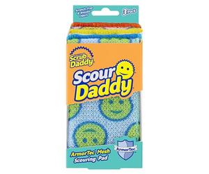 Scrub Daddy Scour Daddy, Almohadilla de Fregar Resistente para Limpiar Platos, Alternativa para Cocina, Esponjas para Lavar Platos, Paquete de 3