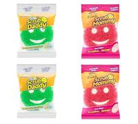 Scrub Daddy & Scrub Mommy Essentials - Esponjas para Limpiar y Fregar, Pack múltiple de esponjas de Cocina, Estropajos Que no Rayan con FlexTexture, Estropajo lavavajillas, Paquete de 4