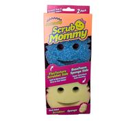 Scrub Daddy Scrub Mommy Estropajo de Doble Cara, Esponja Cocina para Lavar Platos y Limpieza Baño, Antiarañazos, Antibacteriana y Reutilizable - Esponja Cocina Raspadora Flextexture - 2X Azul