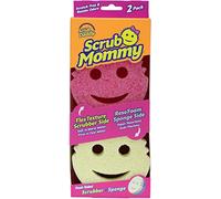 Scrub Daddy Scrub Mommy Estropajo de Doble Cara Rosa, Esponja Cocina para Lavar Platos y Limpieza Baño, Antiarañazos, Antibacteriana y Reutilizable - Esponja Cocina Raspadora Flextexture - 2X Rosa