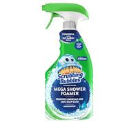 Scrubbing Bubbles Mega - Spray limpiador de baño y ducha, acción espumosa elimina la cal y la suciedad de jabón, aroma de ducha de lluvia, 32 onzas