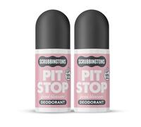 Scrubbingtons Desodorante Pit Stop 98% natural para mujer, roll-on, para piel sensible. Fabricado en el Reino Unido. Sin aluminio ni alcohol, vegano y libre de crueldad animal, aroma floral, 75 ml x 2