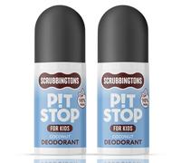 Scrubbingtons Desodorante roll-on natural Pit Stop para niños y adolescentes. 98% ingredientes naturales. Ideal para pieles sensibles. Sin aluminio ni alcohol, 75 ml x 2
