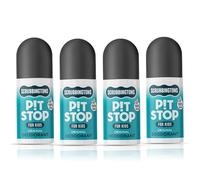 Scrubbingtons Desodorante roll-on natural Pit Stop para niños y adolescentes. Fabricado en el Reino Unido, con un 98% de ingredientes naturales. Ideal para pieles sensibles. Sin alcohol, 75 ml x 4