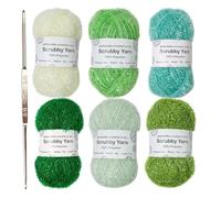 Scrubby Shine Yarn, Assorted Color Yarns, Portable Crocheting Weaving, Compact Handmade Towel, Soft Adorable Yarn for Dish Towels, Bath Accessories and Crafts, 5.1 inches