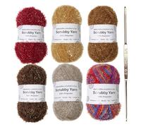 Scrubby Shine Yarn, Assorted Color Yarns, Portable Crocheting Weaving, Compact Handmade Towel, Soft Adorable Yarn for Dish Towels, Bath Accessories and Crafts, 5.1 inches