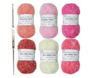 Scrubby Shine Yarn - De Matorral De Poliéster Para Pañones De Platos, Esponjas Y Almohadillas De Limpieza | Sólido De Crochet Y Tejido, Colores Variados Para Proyectos De Tejido De Bricolaje