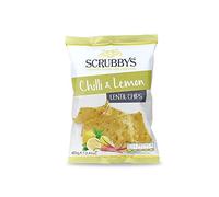 Scrubbys Patatas fritas vegetales grandes, aperitivos veganos y sin gluten, chips de lentejas de chile y limón, 10 x 100 g