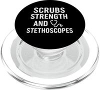 Scrubs, fuerza y estetoscopios. Vida de enfermera, orgullo médico PopSockets PopGrip para MagSafe