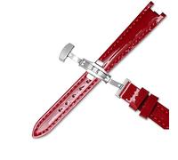 SCRUBY Banda de reloj de cuero genuino de vaca para 1853 T094210 Mujeres Correas de vigilancia Pulsera 12 mm con stee inoxidable Butterfly Curo(Red B,Gold clasp)