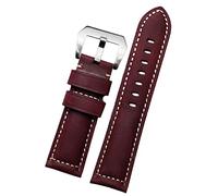 SCRUBY Banda de reloj retro de cuero 20mm 20mm 24mm 26mm de cuero de cuero para Panerai PAM111 441 correa de muñeca de banda de vigilancia(Wine Red silver,20mm)
