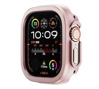 SCRUBY Caja de metal de aleación de aluminio 2 en 1 + TPU para caja de reloj Apple 49 mm 45 mm 41 mm Cubierta protectora de metal para Iwatch Ultra 2 Sereis 9 8 7 Caja de reloj(Pink,45mm)