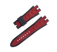 SCRUBY Correa de cuero nobuk para reloj, accesorios de correa de silicona de 28mm, negro, azul, rojo y amarillo, compatible con correa Roger Dubuis para serie EXCALIBUR(Red 5)