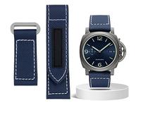 SCRUBY Correa de lona de nailon a cuadros de fibra de carbono para Panerai Lumino PAM01118 01661 pulsera de reloj resistente al agua 24mm negro azul(Blue-silver,24mm)