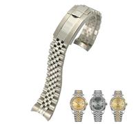 SCRUBY Correa de reloj de acero inoxidable 316L, 20mm, apta para Rolex Datejust Oyster Perpetual de 36mm, correa de esfera de reloj, pulsera sólida plateada y dorada(Silver)