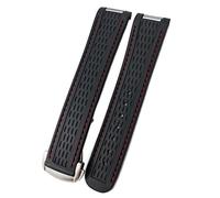 SCRUBY Correa de reloj de silicona de goma de 20mm para obtener un ajuste para Omega Seamaster 300 AT150 Pulseras de banda de hebilla de acero Aqua Terra Ultra Light 8900(Red 2 Round)