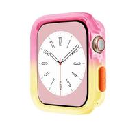 SCRUBY Funda de silicona para Apple Watch de 1.77 pulgadas, 1.73 pulgadas, 1.61 pulgadas, 1.57 pulgadas, carcasa protectora de TPU para iWatch Series 9, 8, 7, 6, SE, 5, 4 (amarillo rosa, 44 mm, 45 mm)