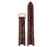 SCRUBY Hombres de banda de reloj de cuero genuino para mujeres para Cartier PASHA W3108/HPI004 Correa cóncava plegable 21x15m 20x12 mm de 18x10 mm Watchs(Brown gold buckle,18.10mm)