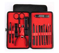 SCRUBY Juego de tijeras profesionales de pedicura para cutículas, pinzas de gancho, cortador de uñas (rojo, 15 piezas)