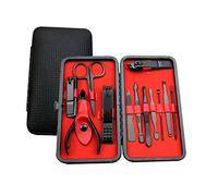 SCRUBY Juego de tijeras profesionales de pedicura para cutículas, pinzas de gancho, cortador de uñas (rojo, 12 piezas)