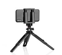 SCRUBY Mini trípode con soporte de clip para teléfono de 6 pulgadas para teléfono inteligente, soporte de trípode de video, agarre para teléfono en vivo (gris oscuro)