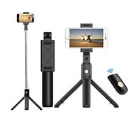 SCRUBY Mini trípode plegable 3 en 1 Bluetooth Selfie Stick de mano expandible con control remoto para iOS Android (K07s)