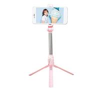 SCRUBY Palo selfie 2 en 1 y trípode multifuncional de mano BT Selfie Stick trípode portátil ajustable para tomar fotos (rosa)