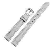 SCRUBY Para cualquier banda de reloj de cuero de marca para niñas y alumnos de grano de cocodrilo Band 10 12 14 16 18mm Negro marrón rojo blanco Correa azul(White-silver pin,12mm)