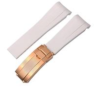 SCRUBY Para la correa de goma Rolex, la correa de los cuentos, el agua verde, el agua verde, el buzo, la silicona verde de 20 mm de 21 mm banda de reloj(White-rosegold,20mm)