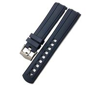 SCRUBY Para Omega Seamaster 007 Rose Gold Hedble Soft Water Wating Silicone Watch Strap 19 mm 20 mm 21 mm Banda de reloj de goma fluoroso(Blue Silver,20mm)