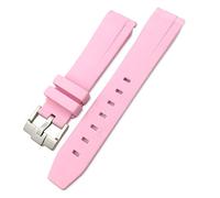 SCRUBY Para Rolex Submariner Hulk GMT Milgauss Yacht Master Deepsea Rubber Watch Band de 19mm 20mm 21mm 22mm Correa de silicona(Pink,19mm Golden buckle)