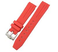 SCRUBY Para Rolex Submariner Hulk GMT Milgauss Yacht Master Deepsea Rubber Watch Band de 19mm 20mm 21mm 22mm Correa de silicona(Red,22mm Silver buckle)