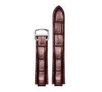SCRUBY Propina de la banda de vigilancia de la piel de cocodrilo 20 * 12 mm 18 * 11 mm Coritas marrones negras con hebilla plegable(Brown silver,18X11mm)