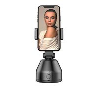 SCRUBY Trípode de seguimiento facial de rotación de 360 grados, soporte de seguimiento de objetos, cardán de cámara con anillo de luz para fotos, vlog, video en vivo (negro)
