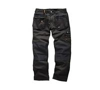 Scruffs Worker Plus - Pantalón de trabajo con bolsillos laterales para hombre, color Negro, talla 28S