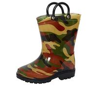 ScruffyTed Botas Wellington para niños con asas fáciles de poner para niños y niñas, botas de agua unisex, camuflaje, 30 EU