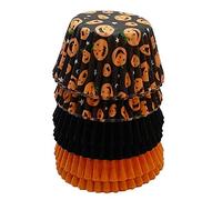 Scrumptious! - Moldes para mini magdalenas de Halloween - Fundas de calabaza, naranja y negro - 150 mini moldes de papel a prueba de grasa para cupcakes - Ideal para pasteles de fiesta temática de
