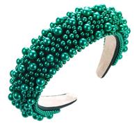 Scrunchie - Accesorios para el cabello de esponja de color perla para mujer, color verde oscuro