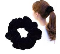 Scrunchies Coletero, 2 gomas de pelo de neón para mujer, gruesas, elásticas, de satén para mujer, de gasa suave, accesorio grande para el cabello (negro)