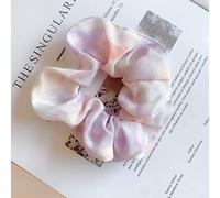 Scrunchies de Cabello Tela Brillante Suave Liviano y Cómodo Corbata de Cabello Elástica para Fiestas de Uso Diario (Tie-dye púrpura)