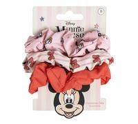 Scrunchies Disney, Minnie, Princesas, Frozen II, Lilo & Stitch, Carga de los 101, Aristogatos, Gomas para el Pelo de Tela, Coletas, 3 Piezas, Multicolor (Minnie (Salmón)
