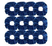 Scrunchies Elásticas 12 coleteros de terciopelo blancos, negros, azules, verdes, morados, rojos y rosas, accesorios for el cabello for mujeres niñas(Blue2)