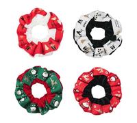 Scrunchies Para El Pelo Y El Cabello - Juego de 4 Piezas con Tema de Navidad, Cómodas,Lazos para el Pelo, Cordones y Coletas Elásticas,para Baño, Fiesta, Apartamento, Escuela, Novia, Esposa, Amiga