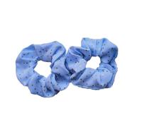 Scrunchies Pelo Coleteros de tela con lunares dorados, gomas for el pelo, coleteros for mujeres y niñas(Blue 2pcs)
