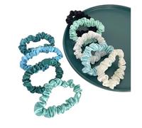 Scrunchies Pelo Juego de 10 bandas for el pelo for mujer, coleteros satén seda, sencillos, con lazo tela for niña(Color-05)