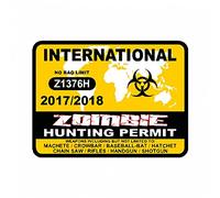 SCSHY Engomada del Coche 10,2 Cm * 7,6 Cm Etiqueta Engomada del Coche Internacional Zombie Permiso De Caza Calcomanía Reflectante para Ventana De Coche