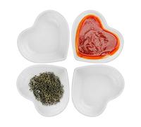SCSpecial - Juego de 4 cuencos de cerámica con forma de corazón para salsas de 3 pulgadas, platos para aperitivos, color blanco