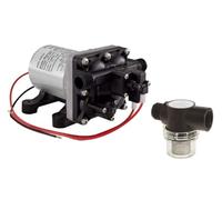 SCT Shurflo - Bomba de agua para caravana de 12 voltios 3.0 GPM - 4008-101-A65 / E65 y 1/2 pulgada | Bomba de agua para fontanería y caravana | Paquete de colador de tubería opcional giratorio |